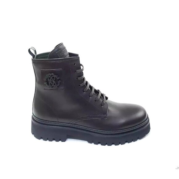 Roberto Cavalli Class Hiking Boots Brown Leather Men Italy 43/ US 10 - Picture 1 of 7